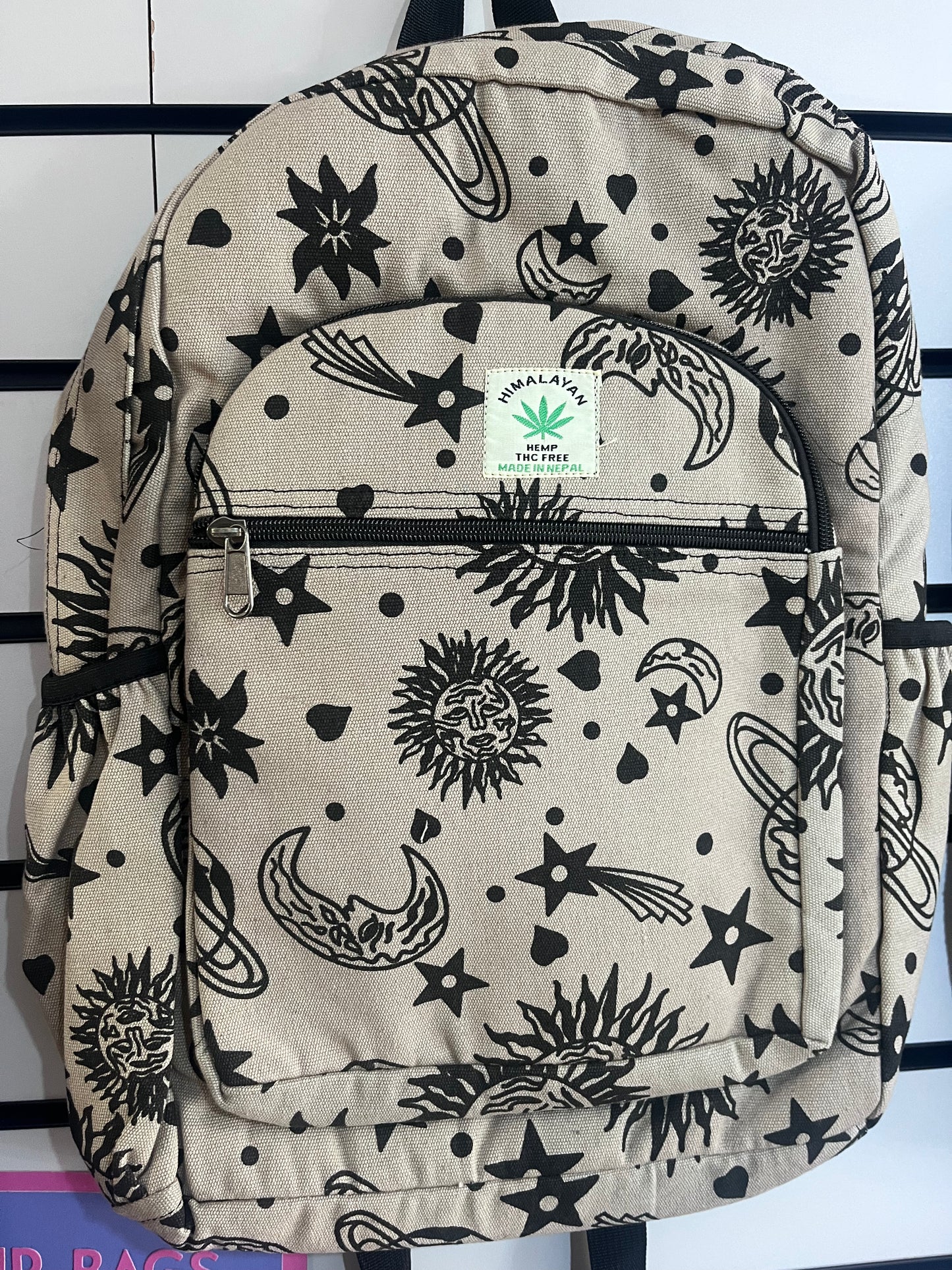 🌞🌙 Handmade Hemp Celestial Backpack | Nepalese Boho Bag