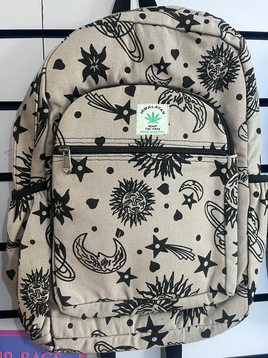 🌞🌙 Handmade Hemp Celestial Backpack | Nepalese Boho Bag