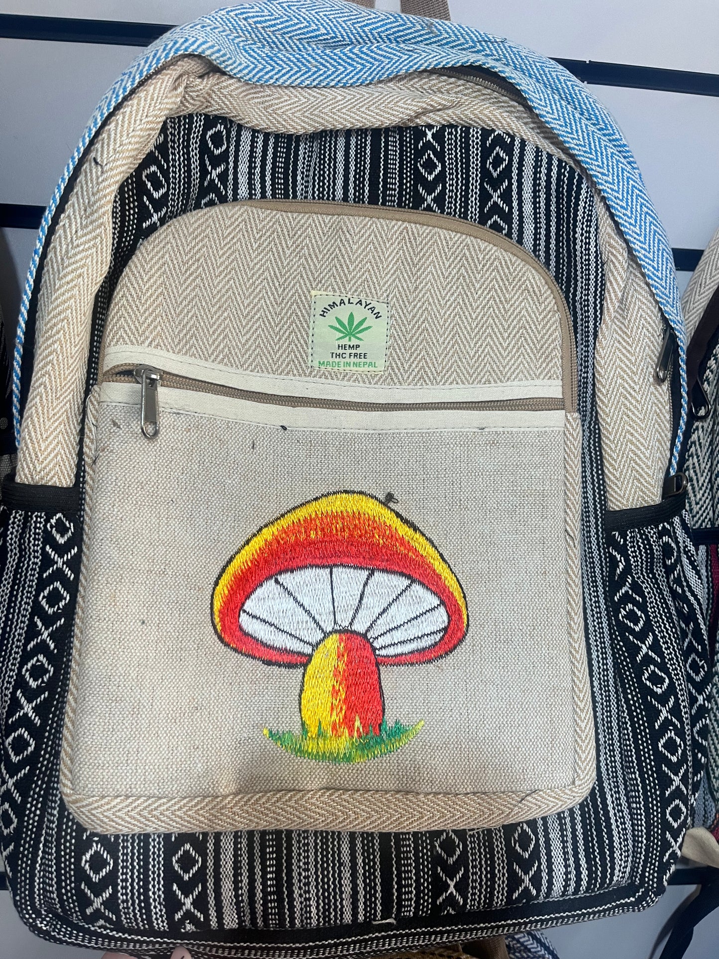 🍄 Handmade Hemp Mushroom Backpack | Nepalese Boho Bag