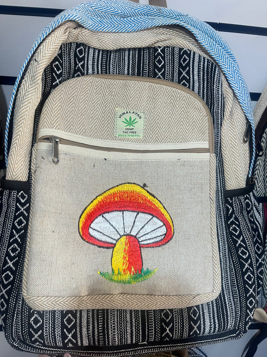 🍄 Handmade Hemp Mushroom Backpack | Nepalese Boho Bag