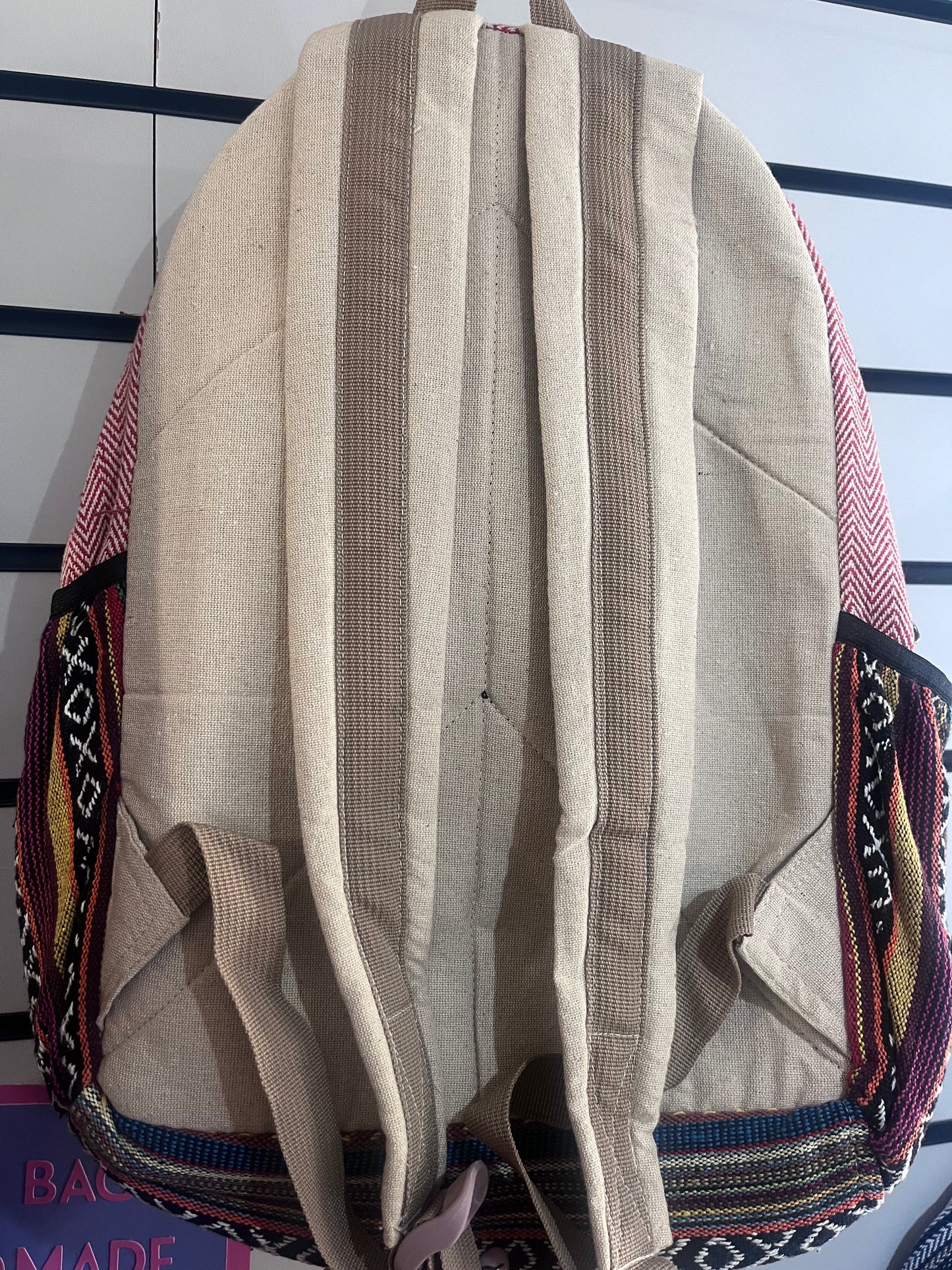 🍄 Handmade Hemp Triple Mushroom Backpack | Nepalese Boho Bag