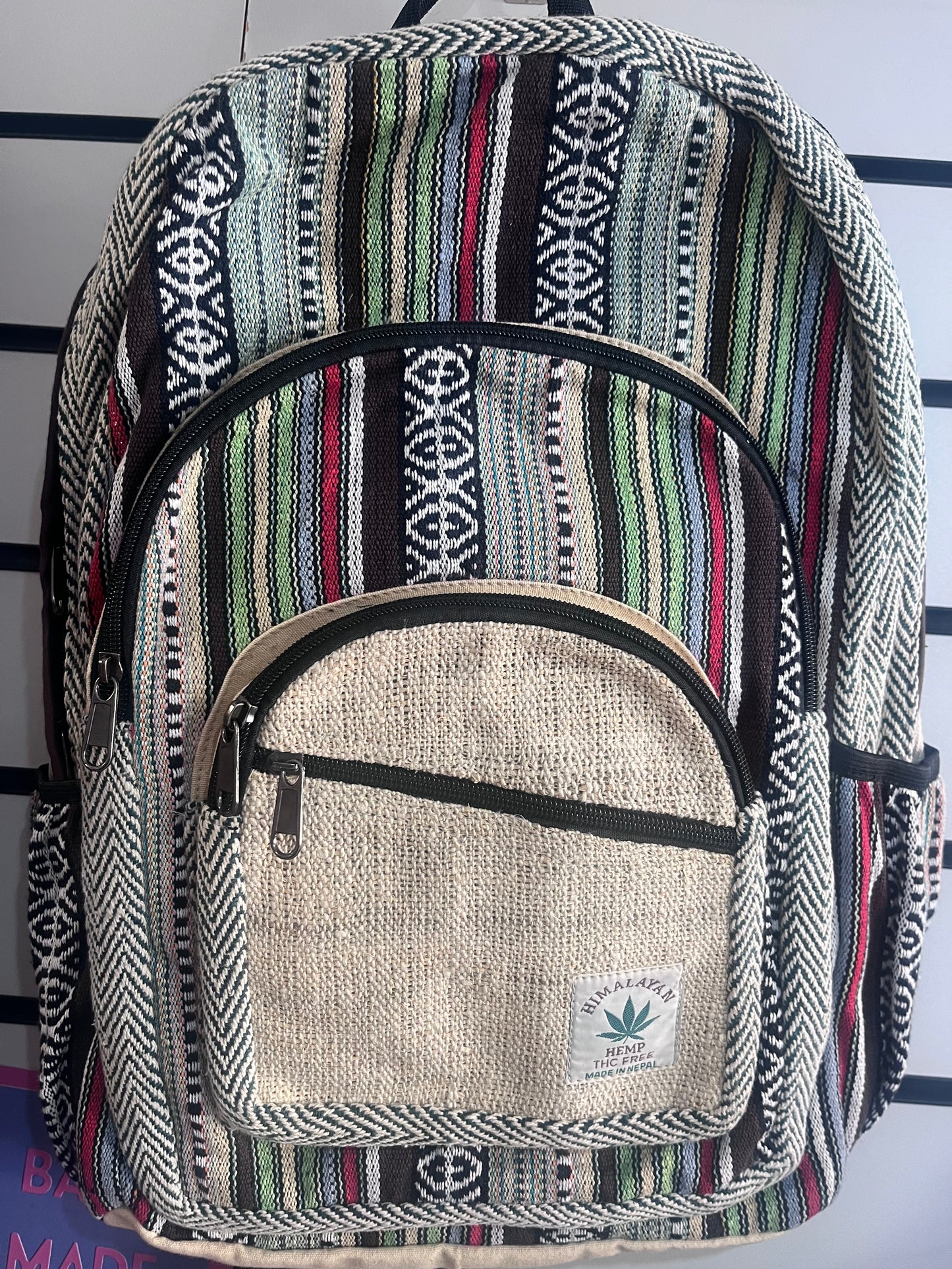 🎒 Handmade Hemp Multi-Pocket Backpack | Nepalese Boho Bag