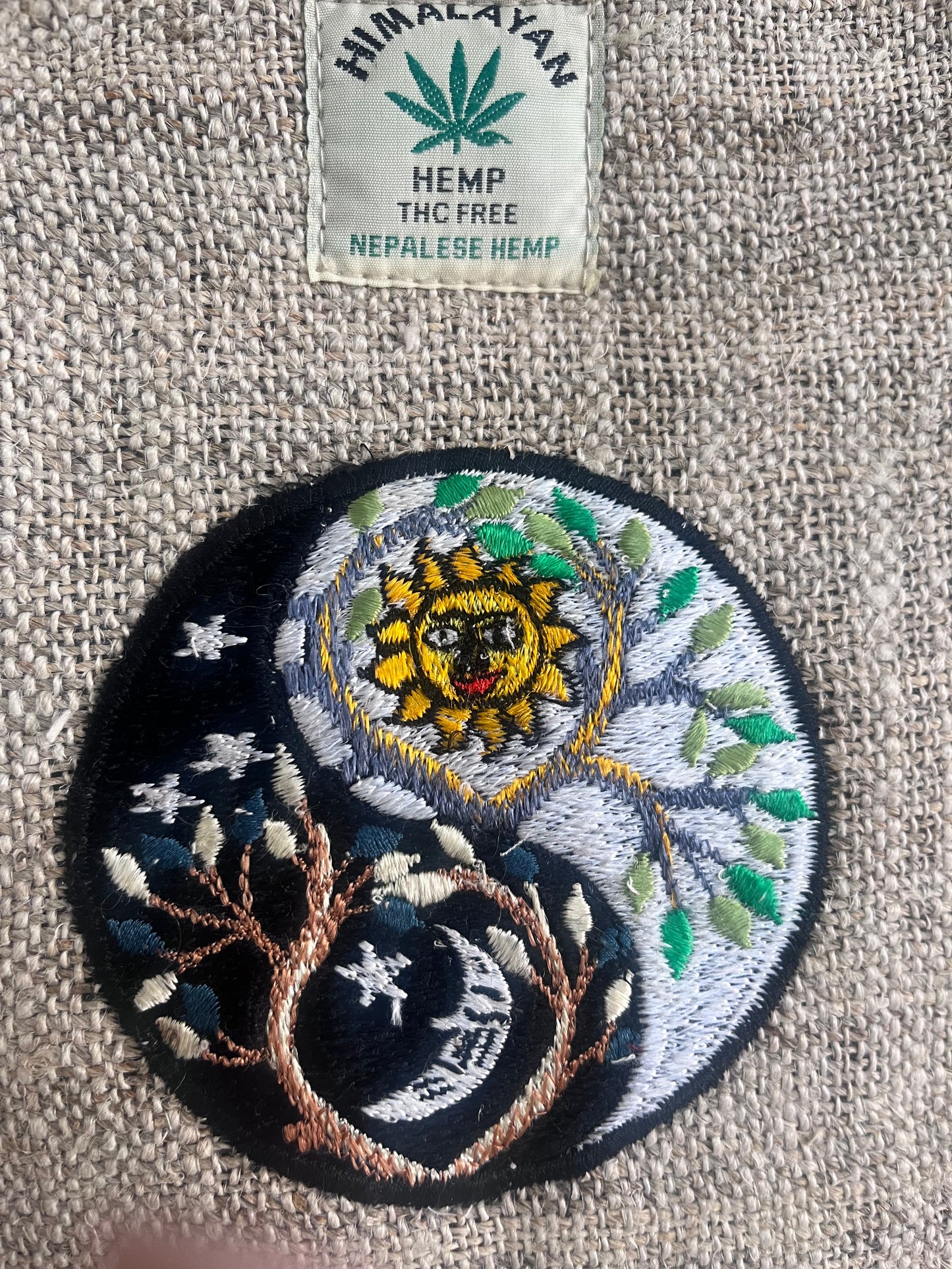 ☀️🌙☯️ Handmade Hemp Sun, Moon & Yin Yang Backpack | Nepalese Boho Bag
