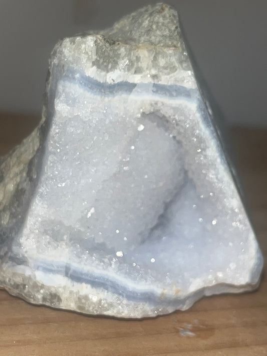 Blue Lace Agate Druzy Cave – Calm Communication & Nervous System Soothing (384g)