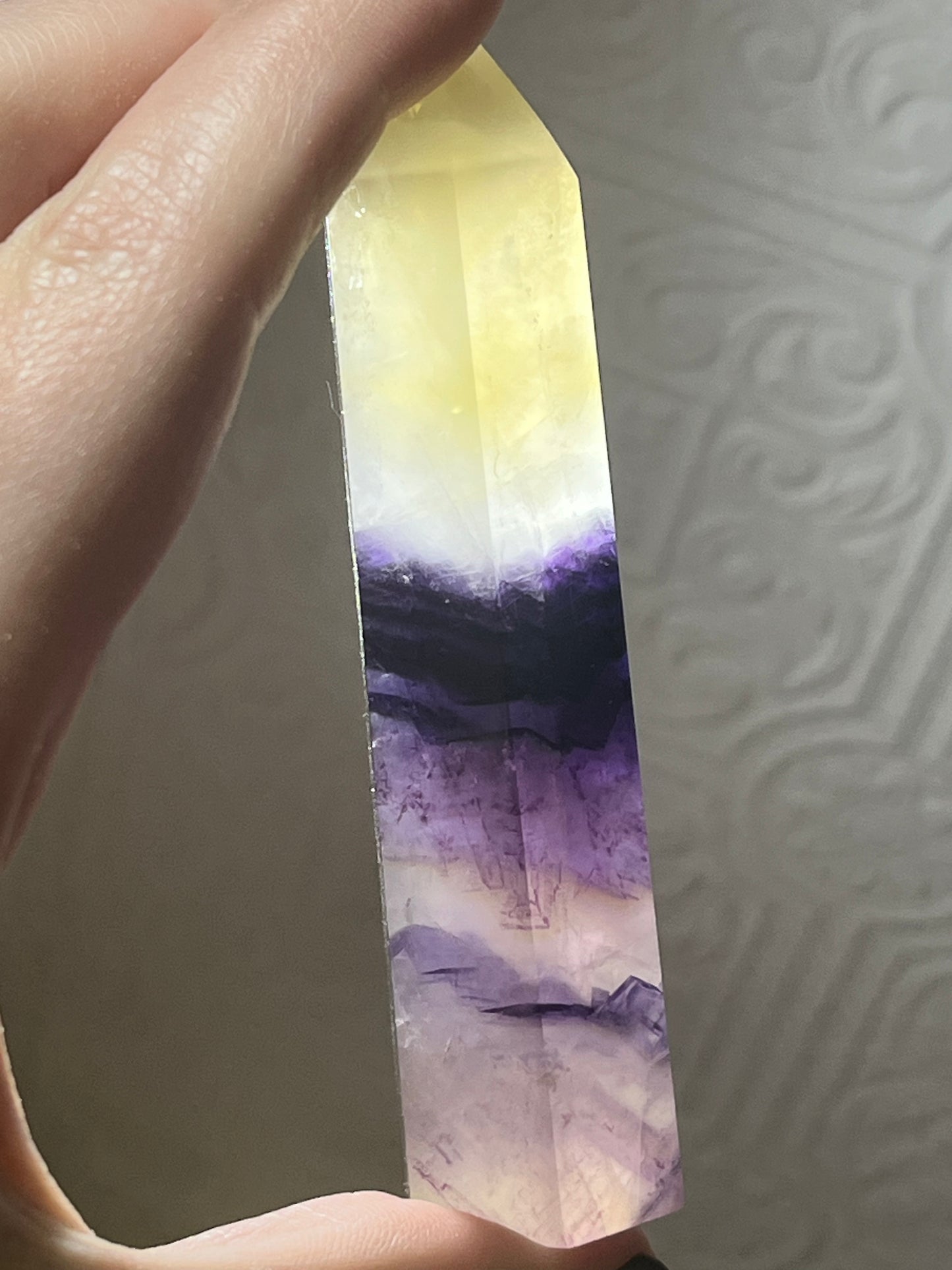Yellow & Purple Fluorite Tower – Clarity, Balance & Higher Guidance