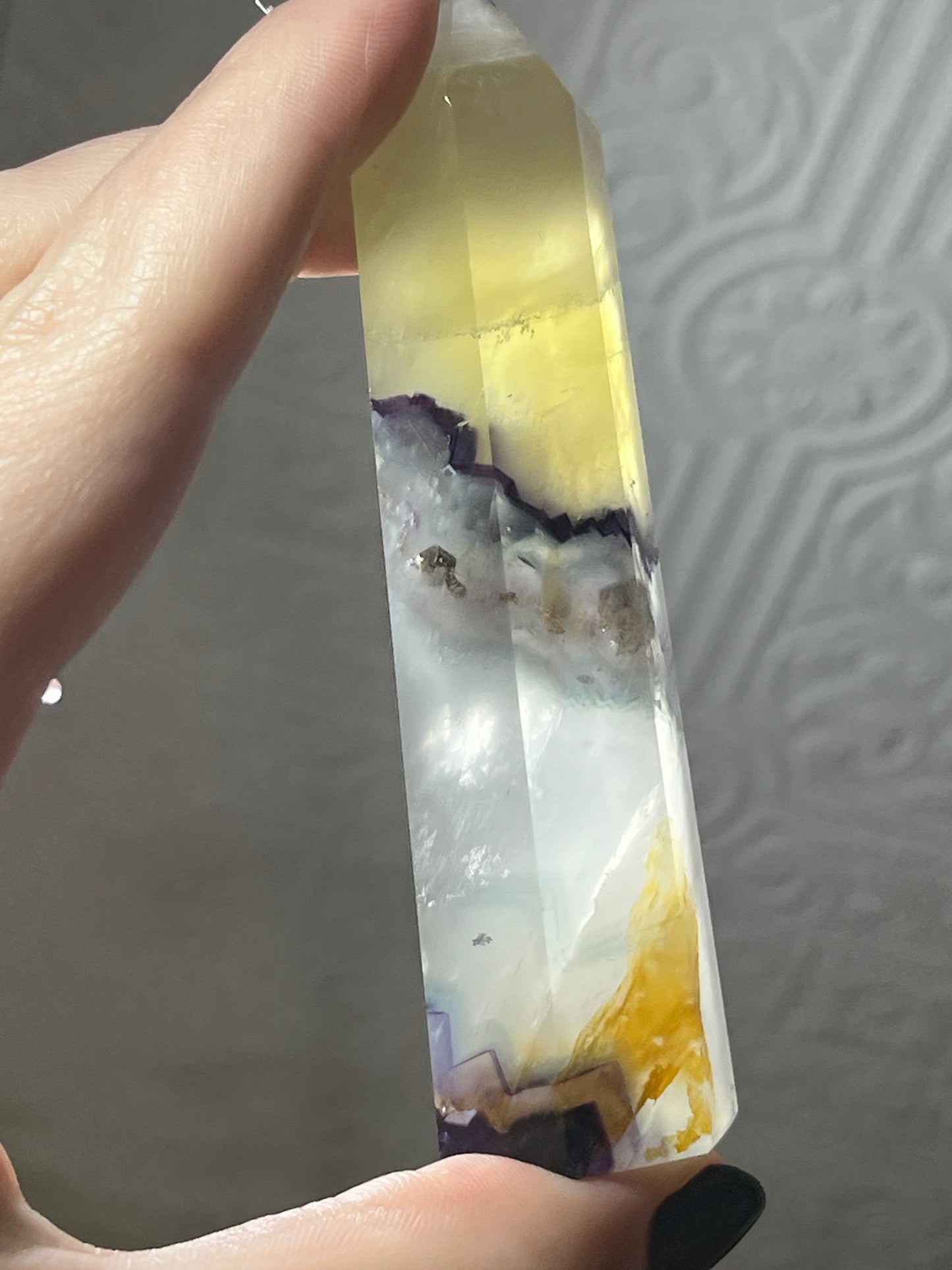 Yellow & Purple Fluorite Tower - Clarity, Balance & Higher Guidance