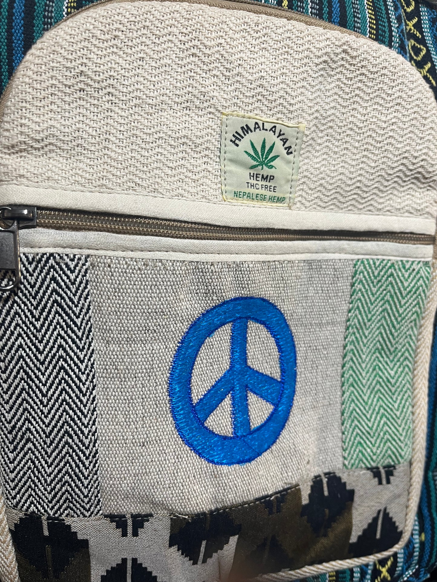 Himalayan Hemp Backpack – Peace Sign Design