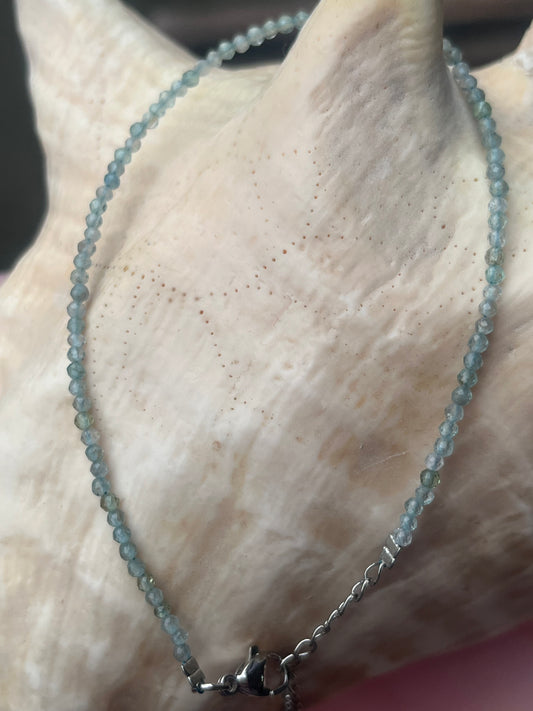 💙 Aquamarine Faceted Gemstone Anklet | Calm, Courage & Communication