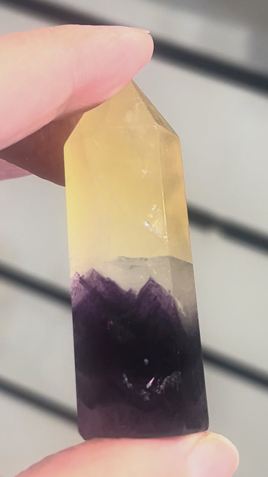 💜💛 Yellow & Purple Fluorite Point | Clarity • Focus • Balance