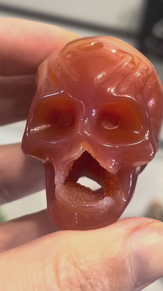 🧡 Carnelian Druzy Skull | Confidence • Motivation • Creativity