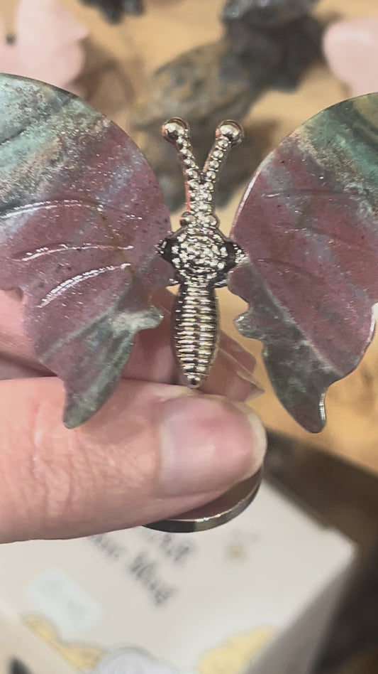 🦋 Ocean Jasper Butterfly on Stand | Balance • Joy • Grounding