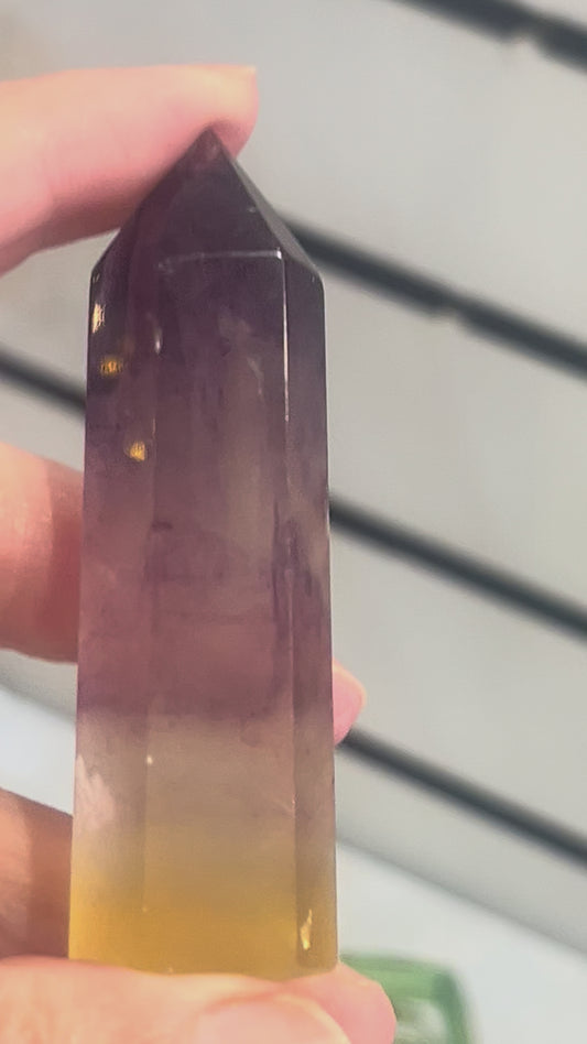 💜💛 Layered Yellow & Purple Fluorite Point | Clarity • Focus • Balance