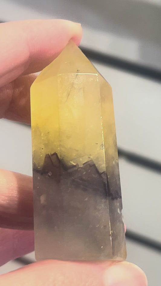 💛💜 Golden Yellow & Purple Fluorite Point | Clarity • Focus • Balance