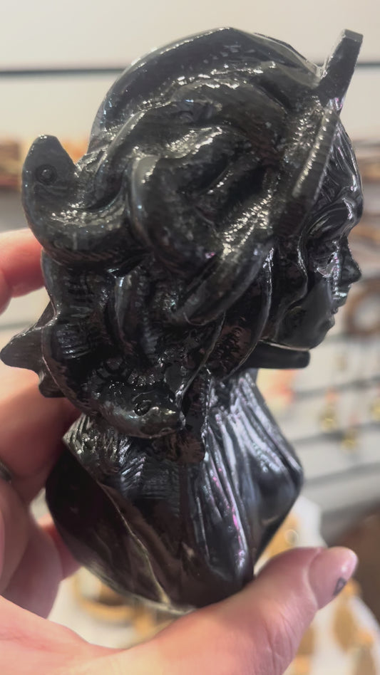 🐍 Black Jade Medusa Carving | Protection, Strength & Feminine Power 🖤