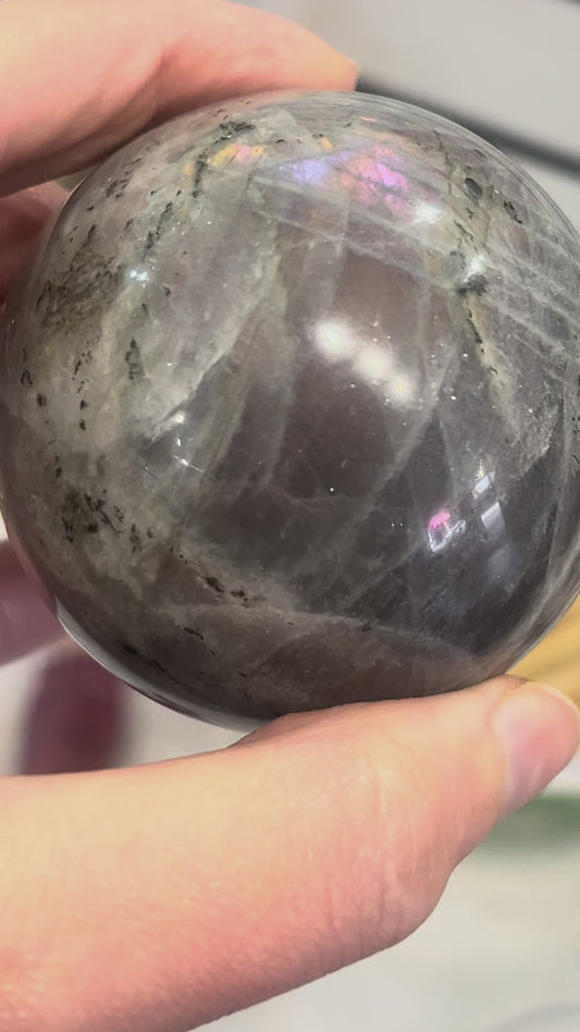 🌈 Multi-Flash Labradorite Sphere 348g | Protection • Intuition • Transformation