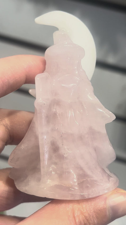🧙‍♀️ Rose Quartz Witch on White Jade Moon | Love • Healing • Harmony