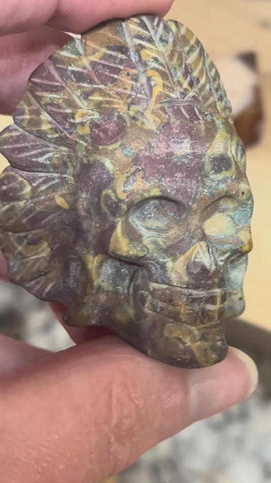 💀 Fruit Jasper Indian Skull | Grounding • Strength • Balance