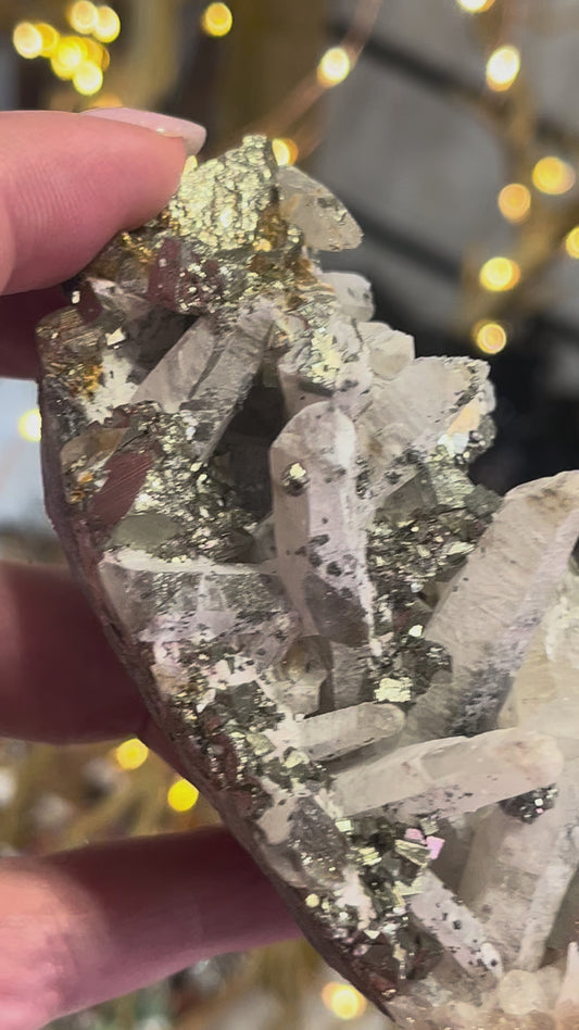 ✨ Pyrite & Quartz Cluster | Abundance, Protection & Clarity