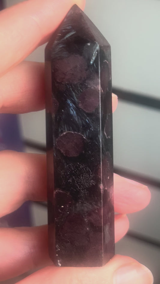 ❤️✨ Garnet & Astrophyllite Point | Strength • Transformation • Protection