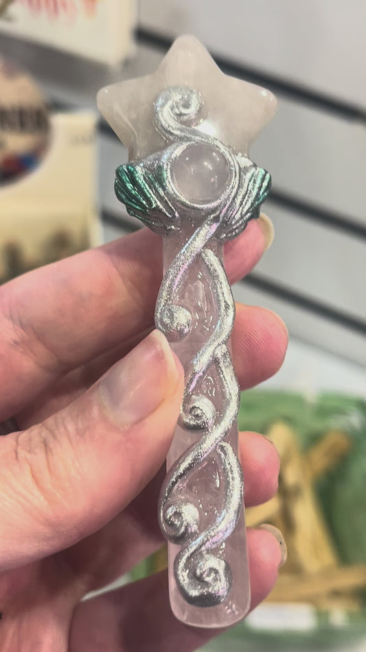 🪄 Rose Quartz Crystal Wand | Love • Compassion • Emotional Healing